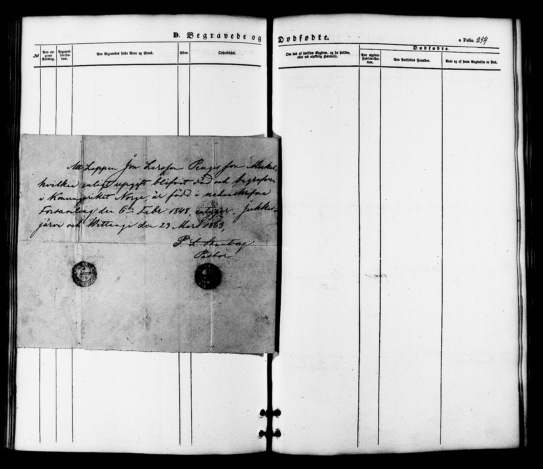 Målselv sokneprestembete, SATØ/S-1311/G/Ga/Gaa/L0008kirke: Parish register (official) no. 8, 1851-1877, p. 254