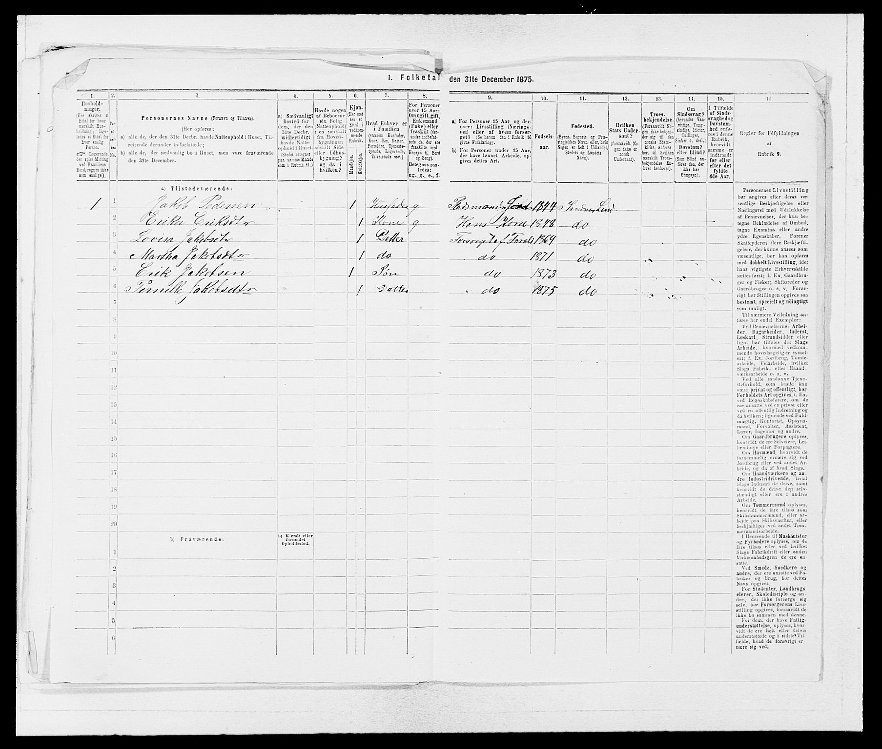 SAB, 1875 census for 1263P Lindås, 1875, p. 451