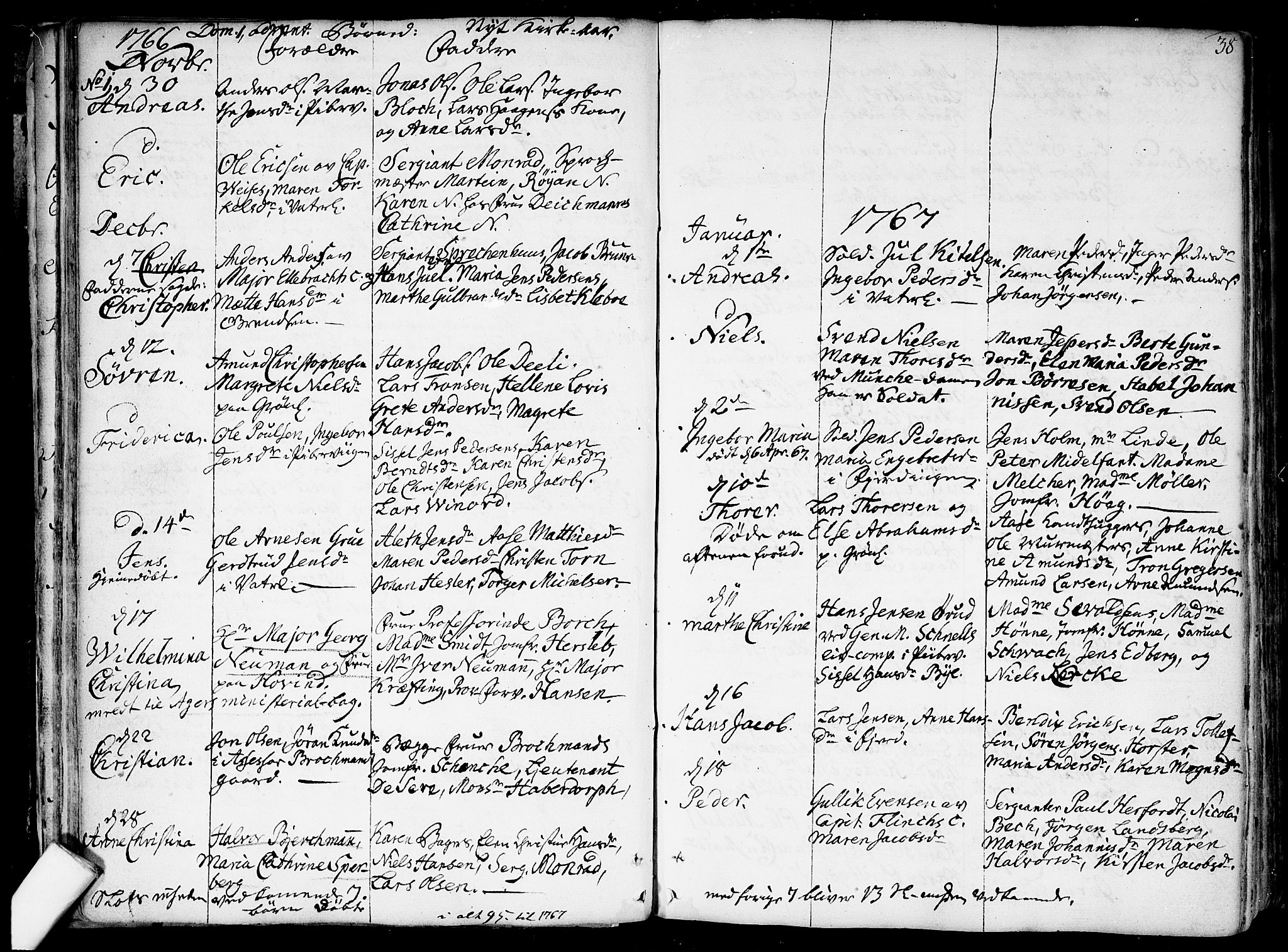 Garnisonsmenigheten Kirkebøker, AV/SAO-A-10846/F/Fa/L0002: Parish register (official) no. 2, 1757-1776, p. 38