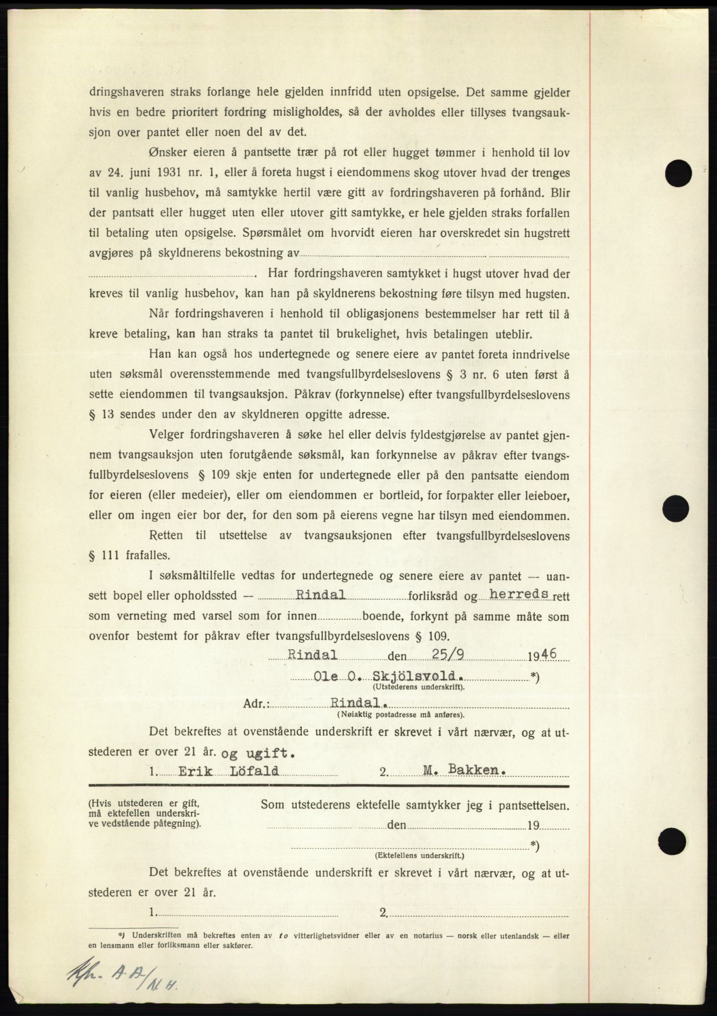 Nordmøre sorenskriveri, AV/SAT-A-4132/1/2/2Ca: Mortgage book no. B94, 1946-1946, Diary no: : 1933/1946