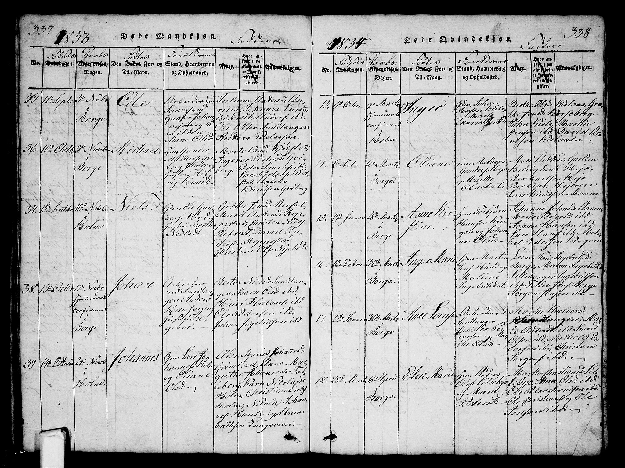 Borge prestekontor Kirkebøker, AV/SAO-A-10903/G/Ga/L0001: Parish register (copy) no.  I 1, 1815-1835, p. 337-338