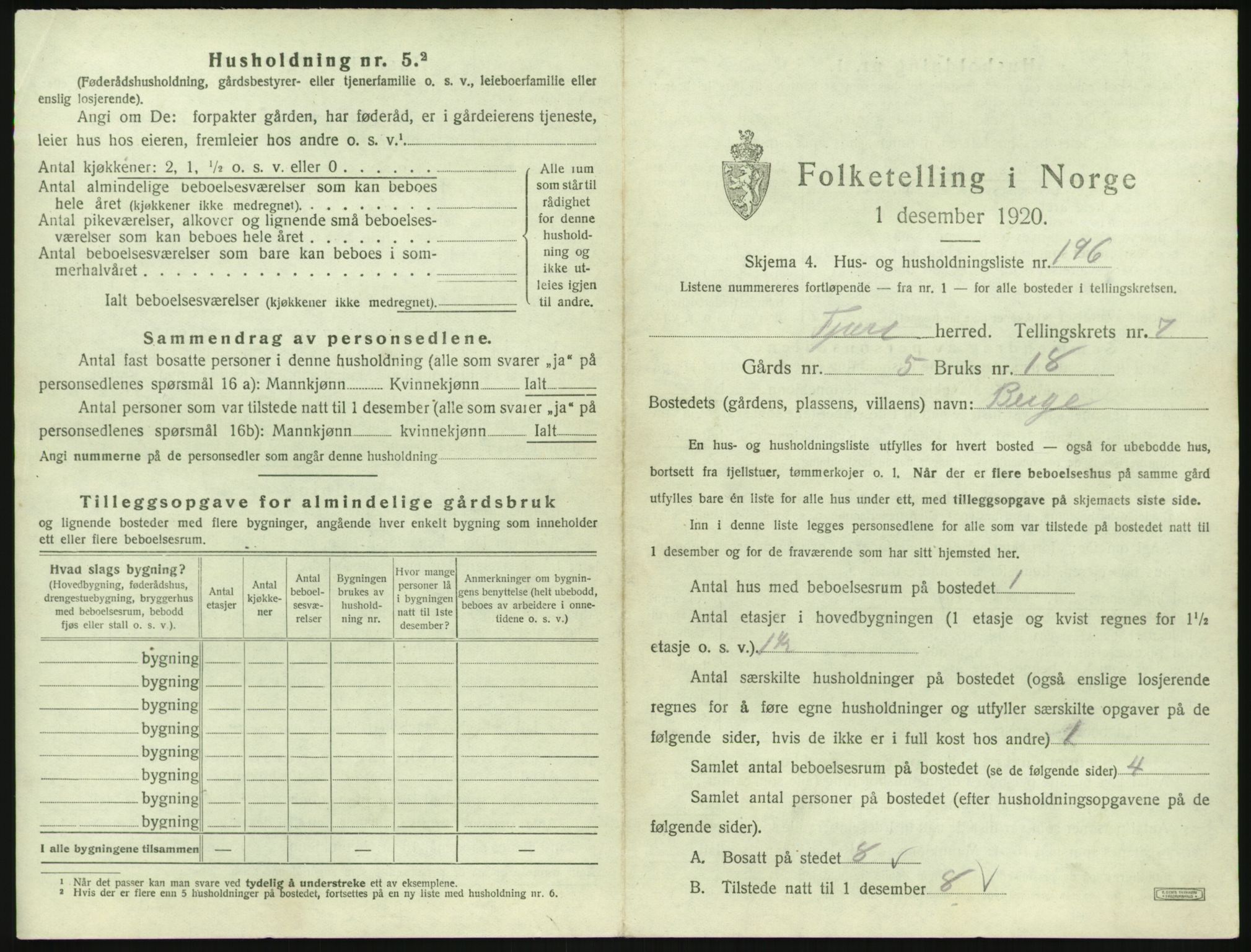 SAK, 1920 census for Fjære, 1920, p. 1635