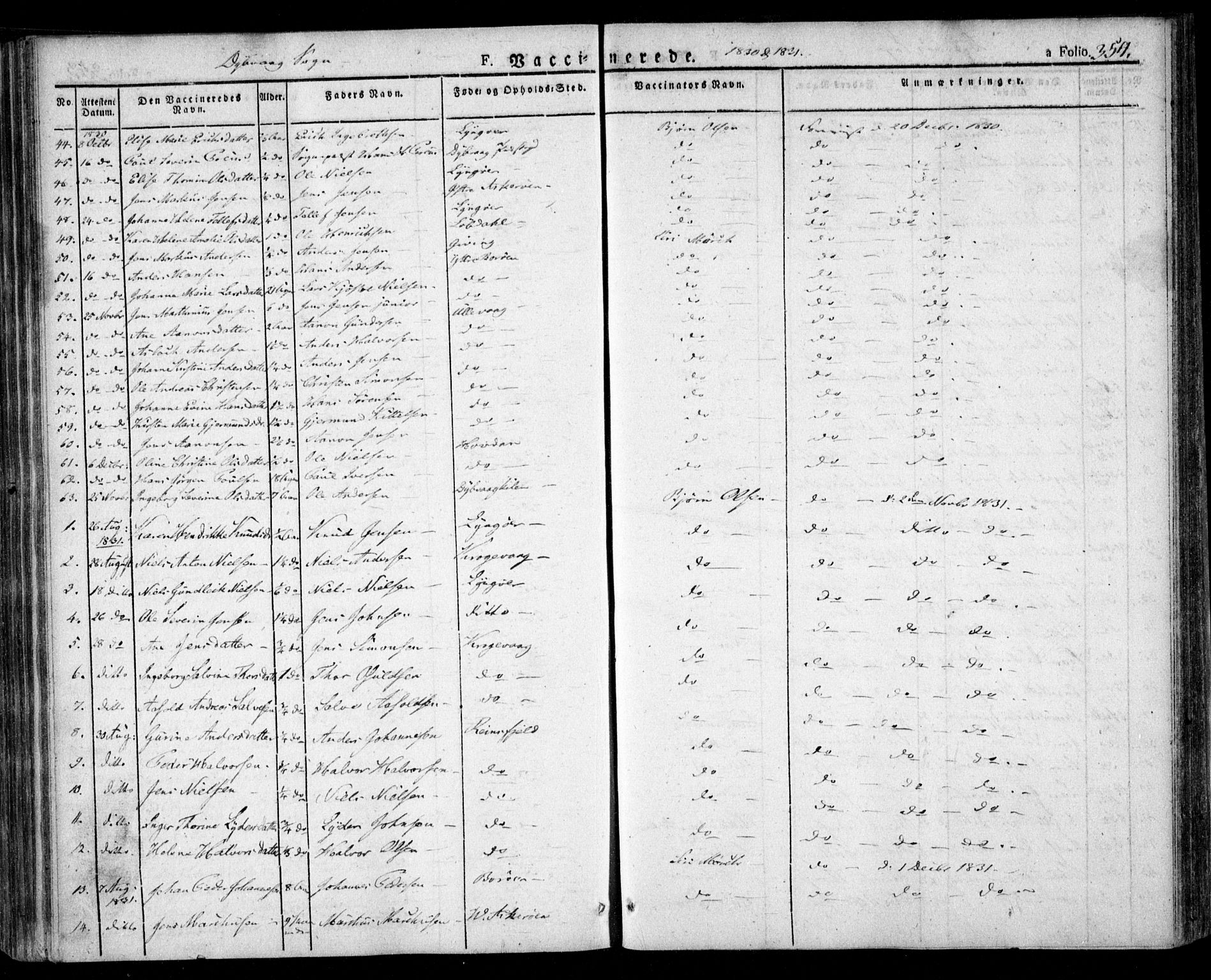 Dypvåg sokneprestkontor, SAK/1111-0007/F/Fa/Faa/L0004: Parish register (official) no. A 4, 1824-1840, p. 354