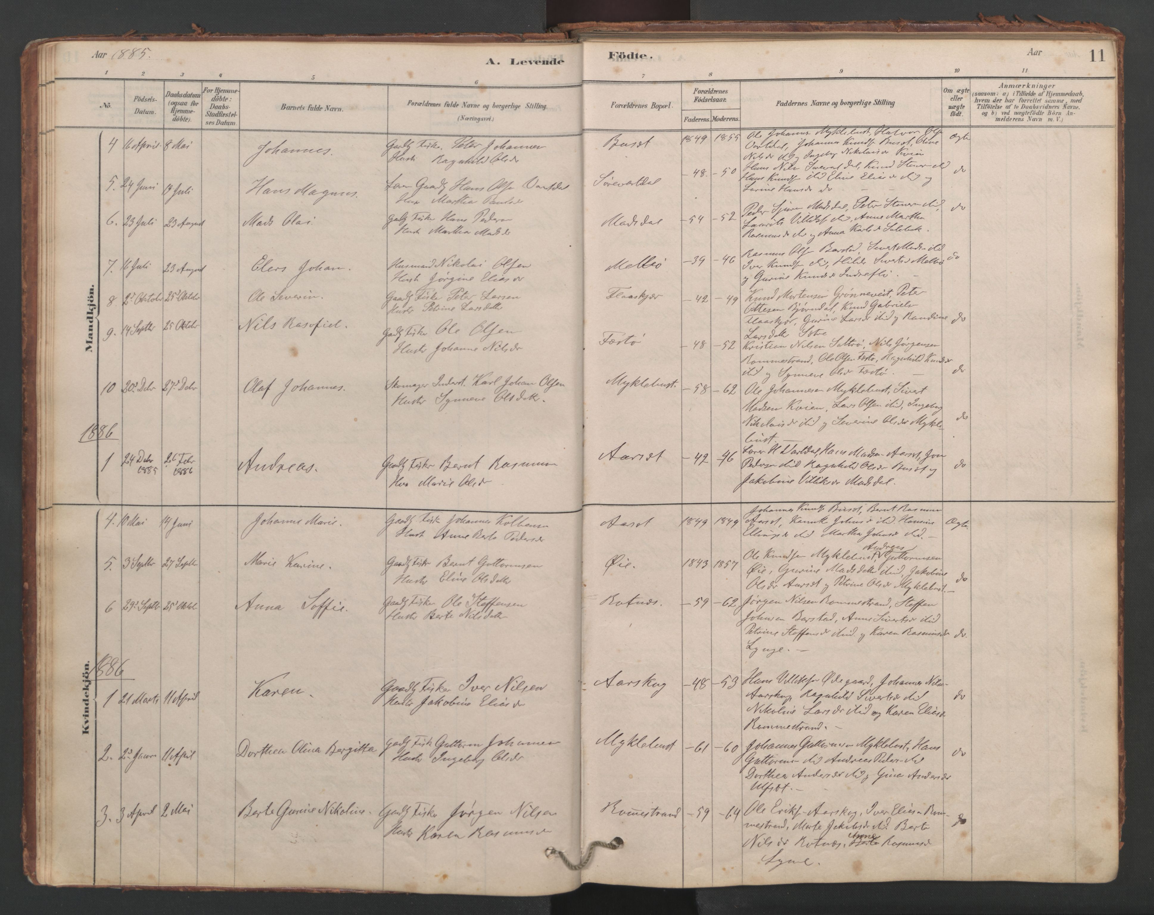Ministerialprotokoller, klokkerbøker og fødselsregistre - Møre og Romsdal, SAT/A-1454/514/L0201: Parish register (copy) no. 514C01, 1878-1919, p. 11