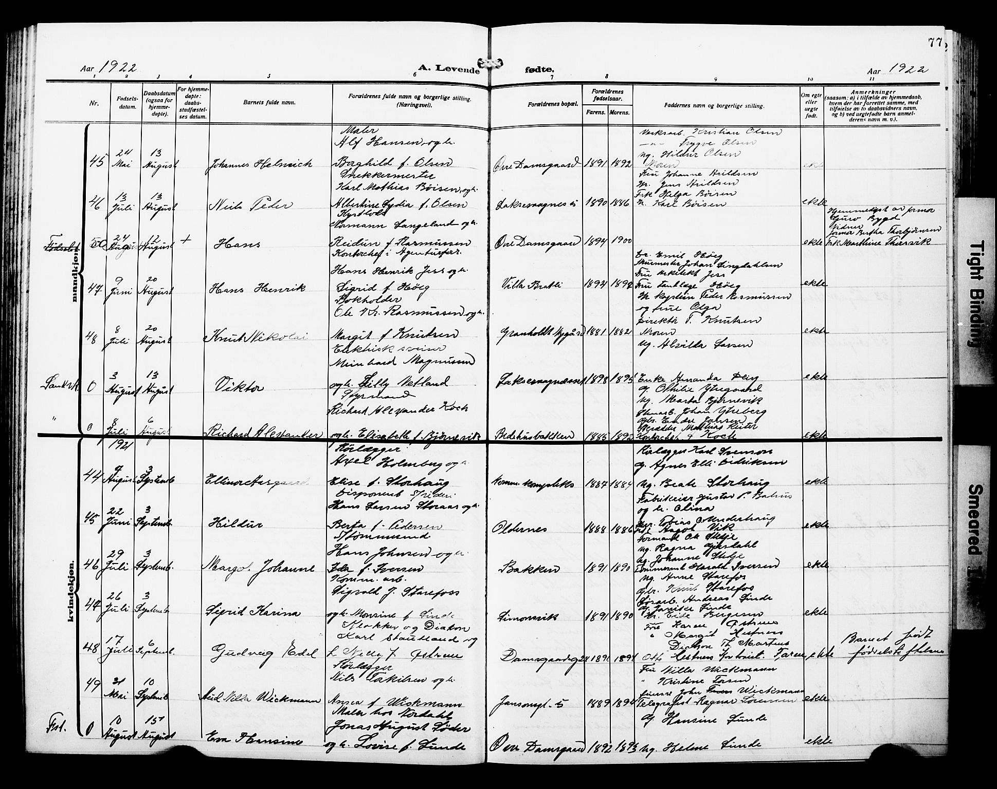 Laksevåg Sokneprestembete, SAB/A-76501/H/Ha/Hab/Haba/L0006: Parish register (copy) no. A 6, 1917-1925, p. 77