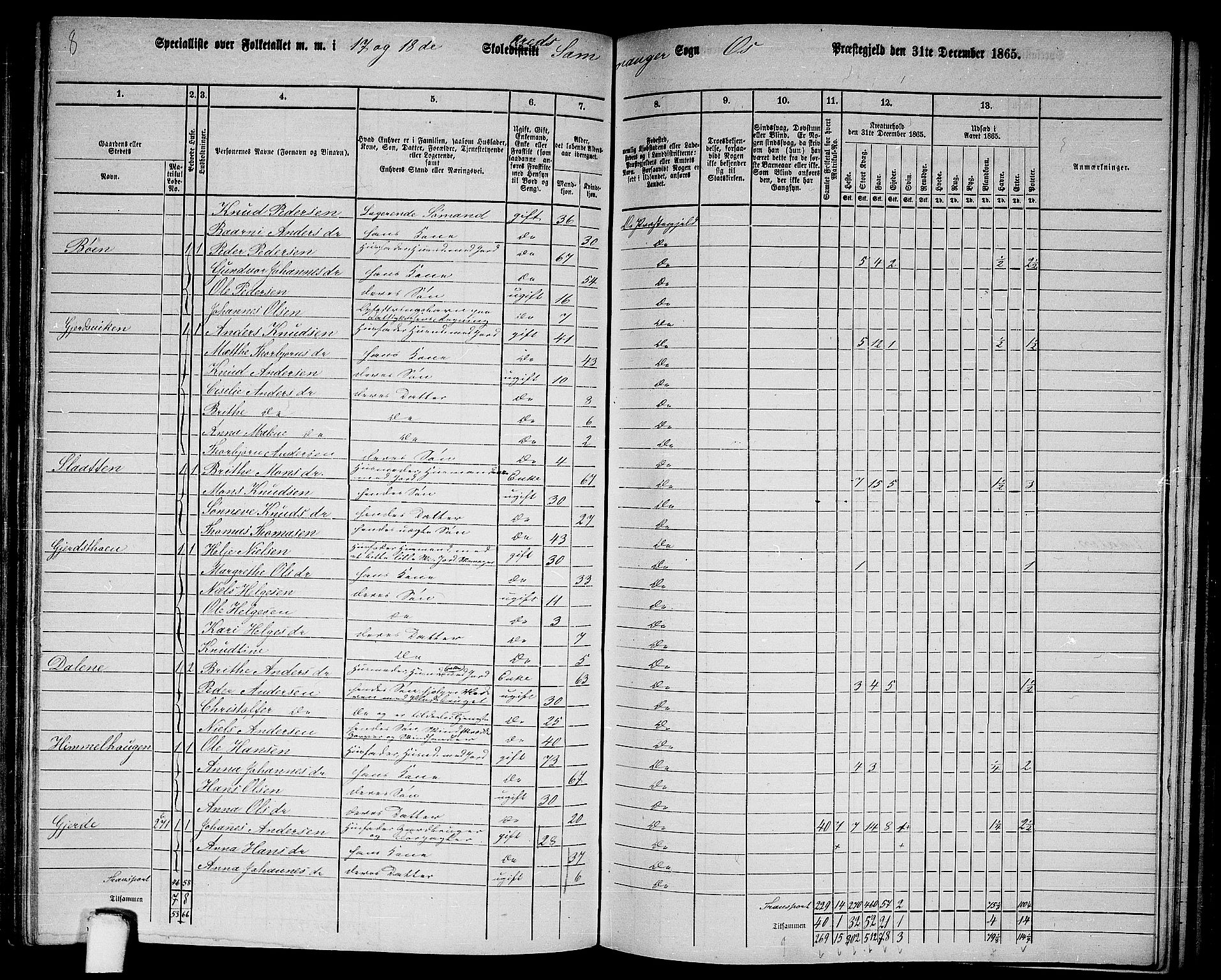 RA, 1865 census for Os, 1865, p. 119