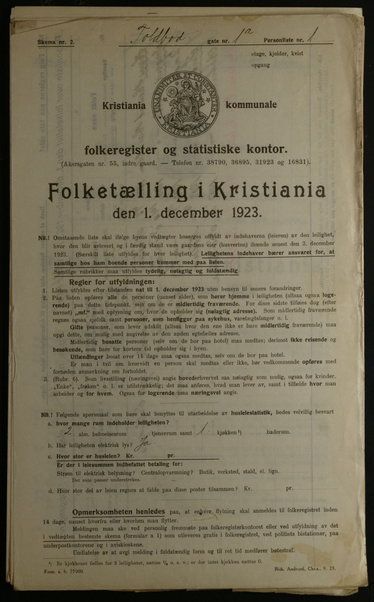 OBA, Municipal Census 1923 for Kristiania, 1923, p. 124937