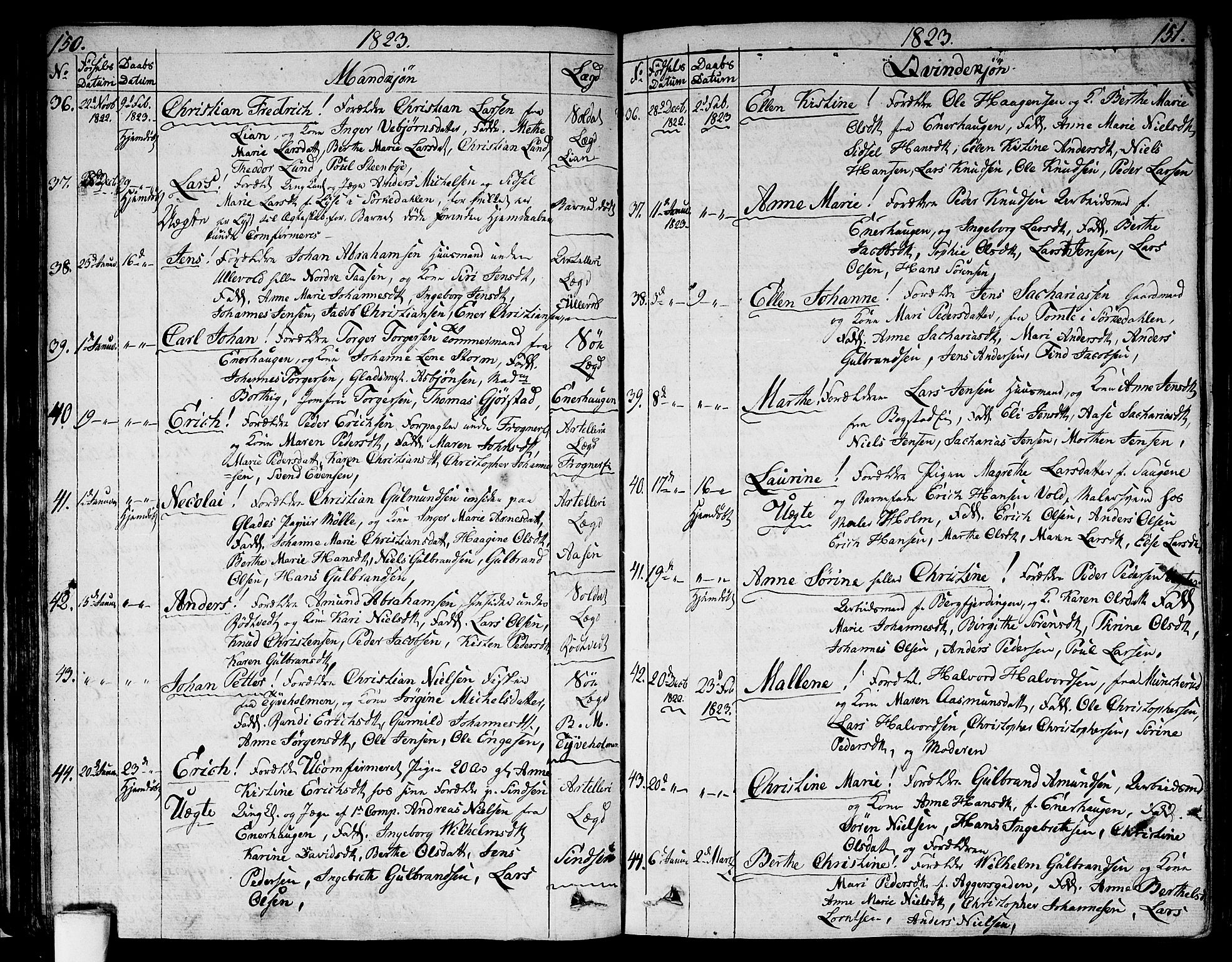 Aker prestekontor kirkebøker, AV/SAO-A-10861/G/L0004: Parish register (copy) no. 4, 1819-1829, p. 150-151