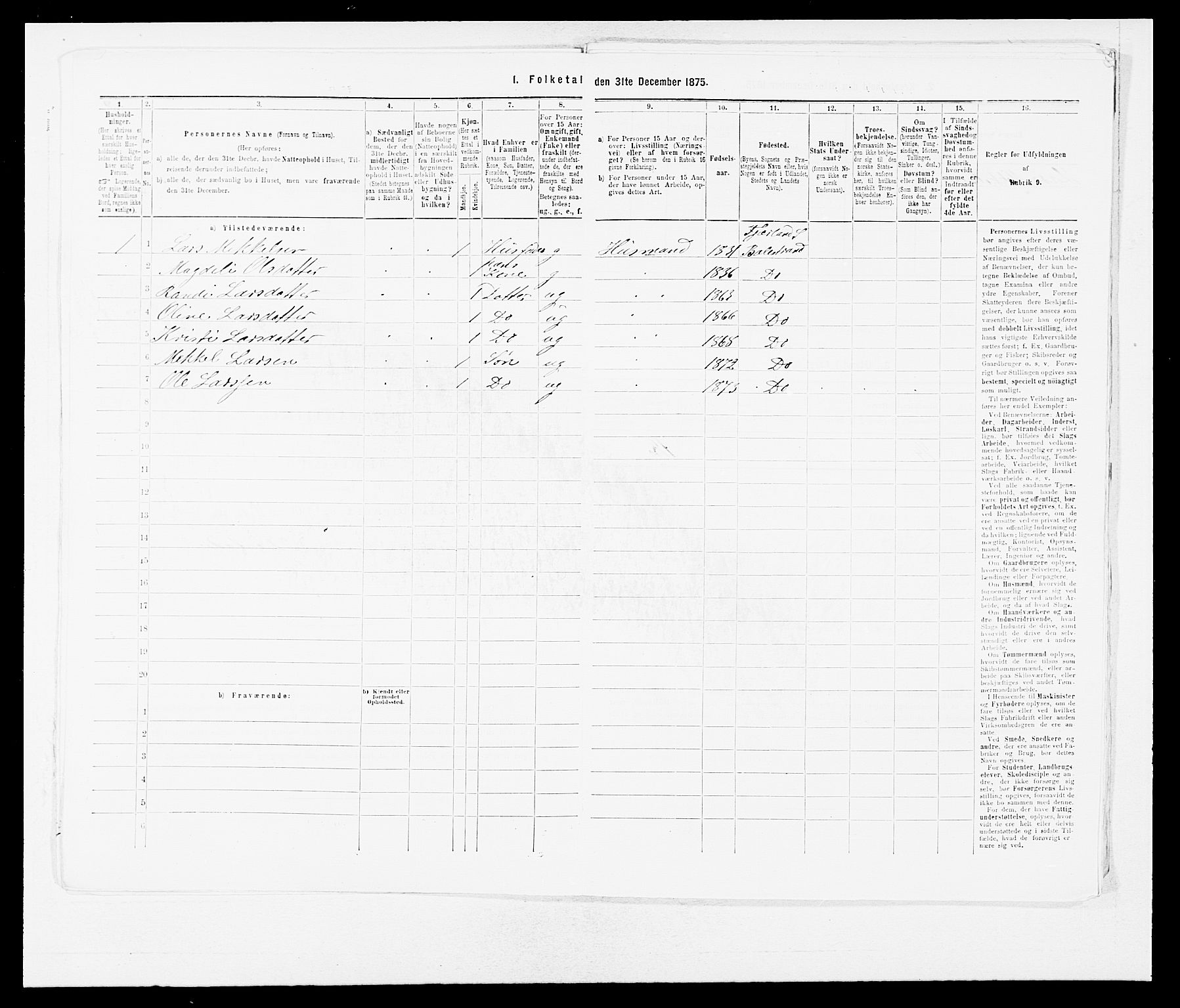 SAB, 1875 census for 1418P Balestrand, 1875, p. 459