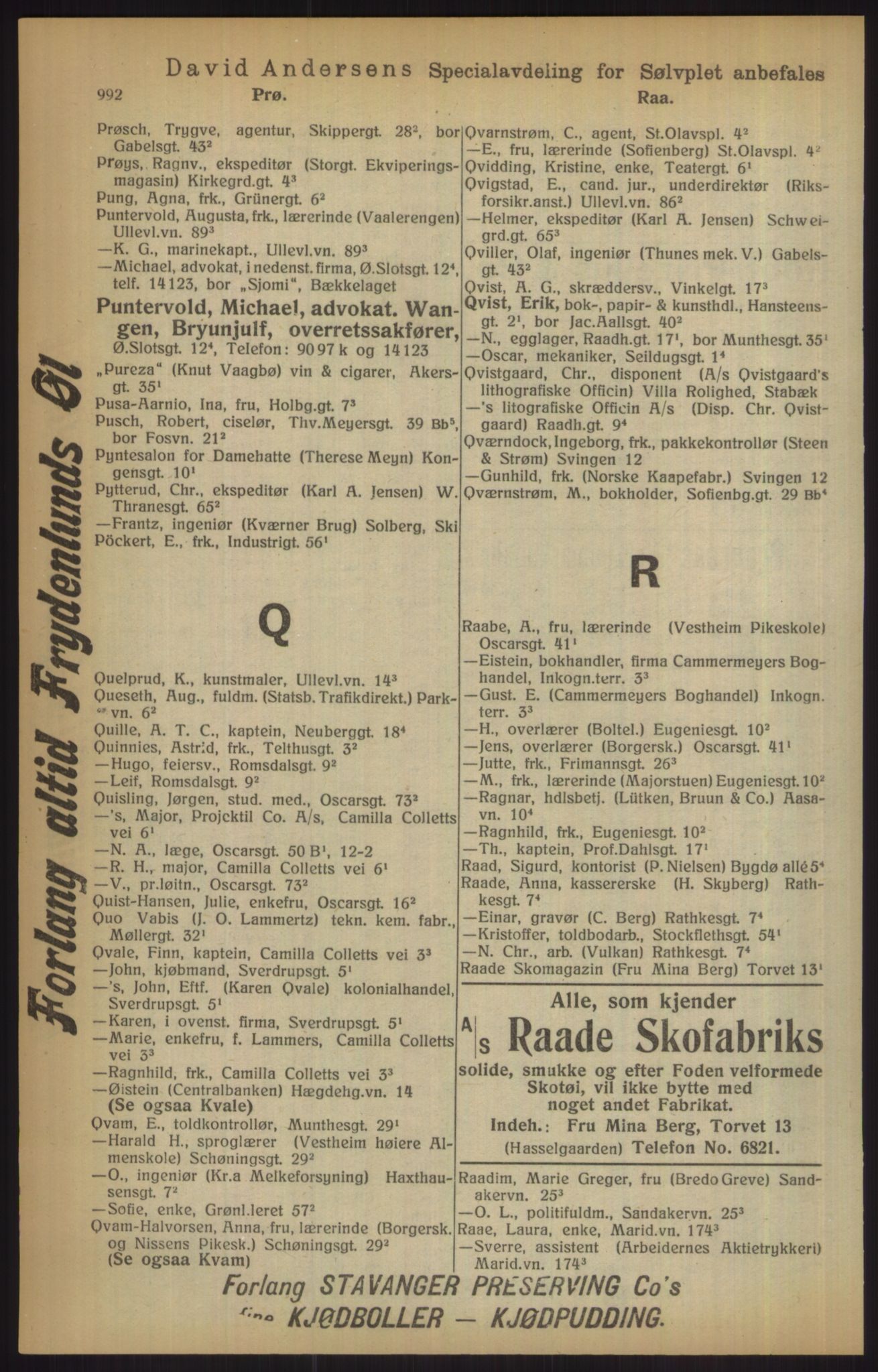 Kristiania/Oslo adressebok, PUBL/-, 1915, p. 992