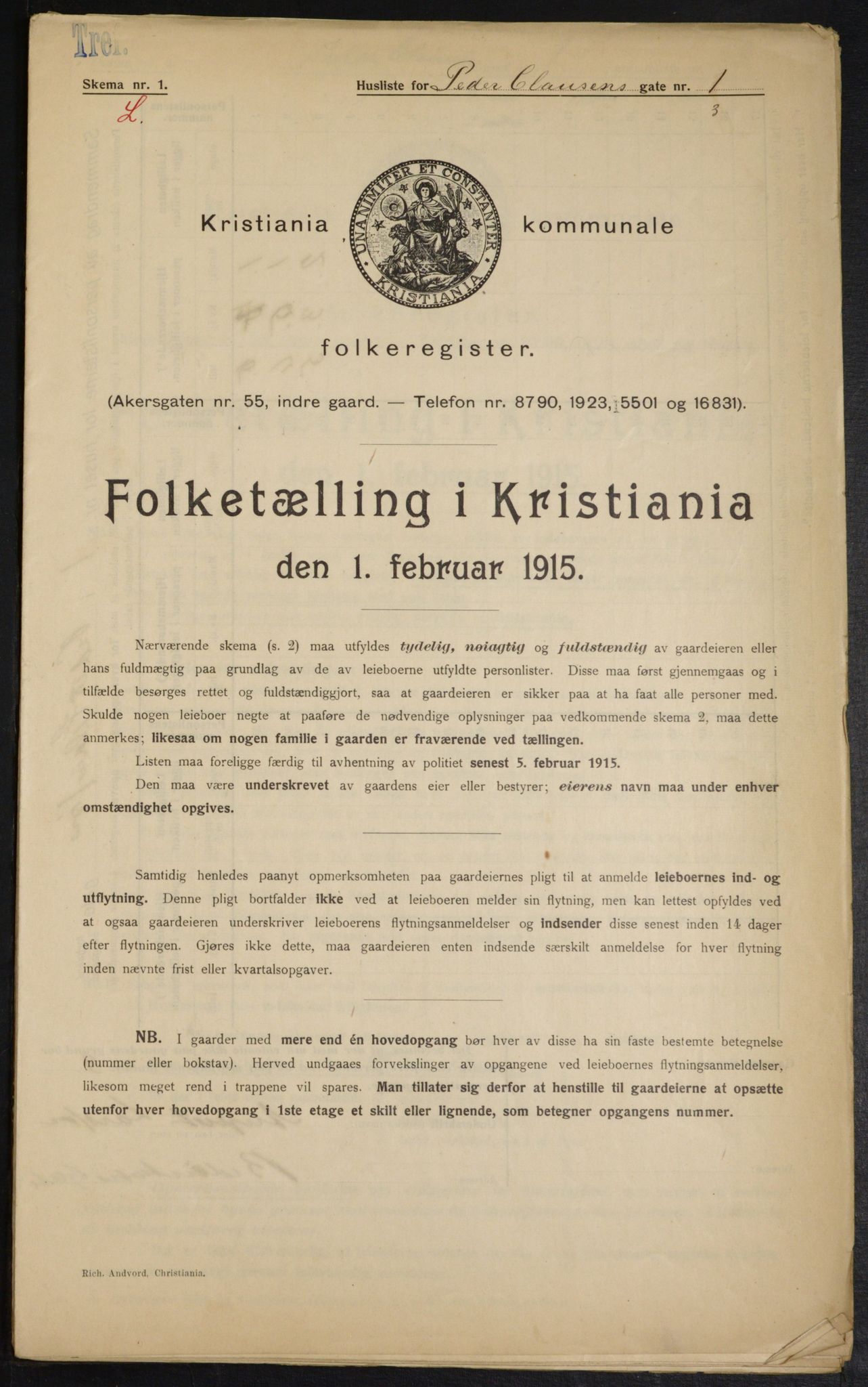 OBA, Municipal Census 1915 for Kristiania, 1915, p. 78183