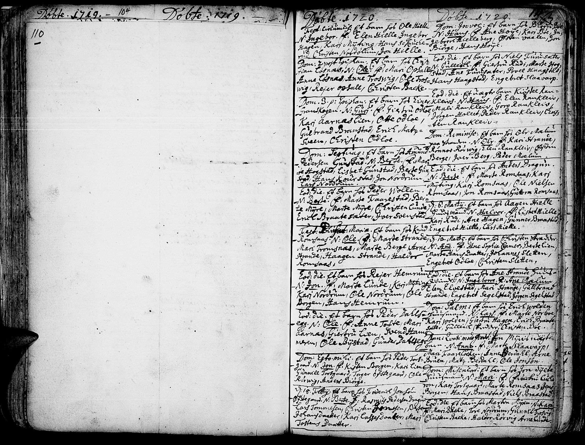 Ringebu prestekontor, AV/SAH-PREST-082/H/Ha/Haa/L0001: Parish register (official) no. 1, 1696-1733, p. 110-111