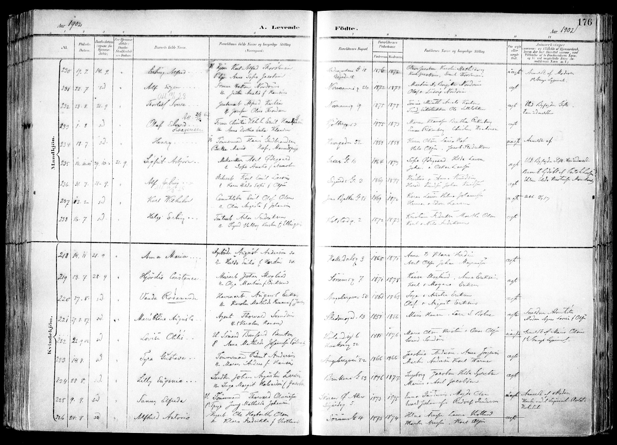 Kampen prestekontor Kirkebøker, SAO/A-10853/F/Fa/L0007: Parish register (official) no. I 7, 1897-1905, p. 176