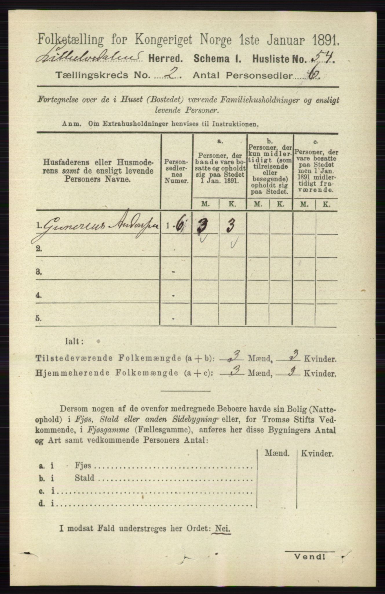 RA, 1891 census for 0438 Lille Elvedalen, 1891, p. 540