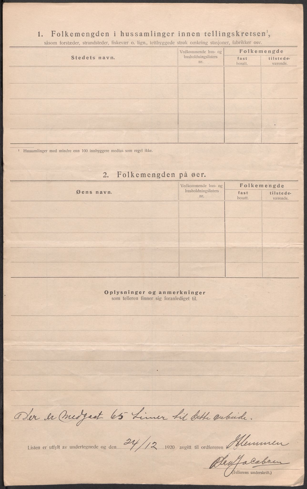 SAO, 1920 census for Glemmen, 1920, p. 19