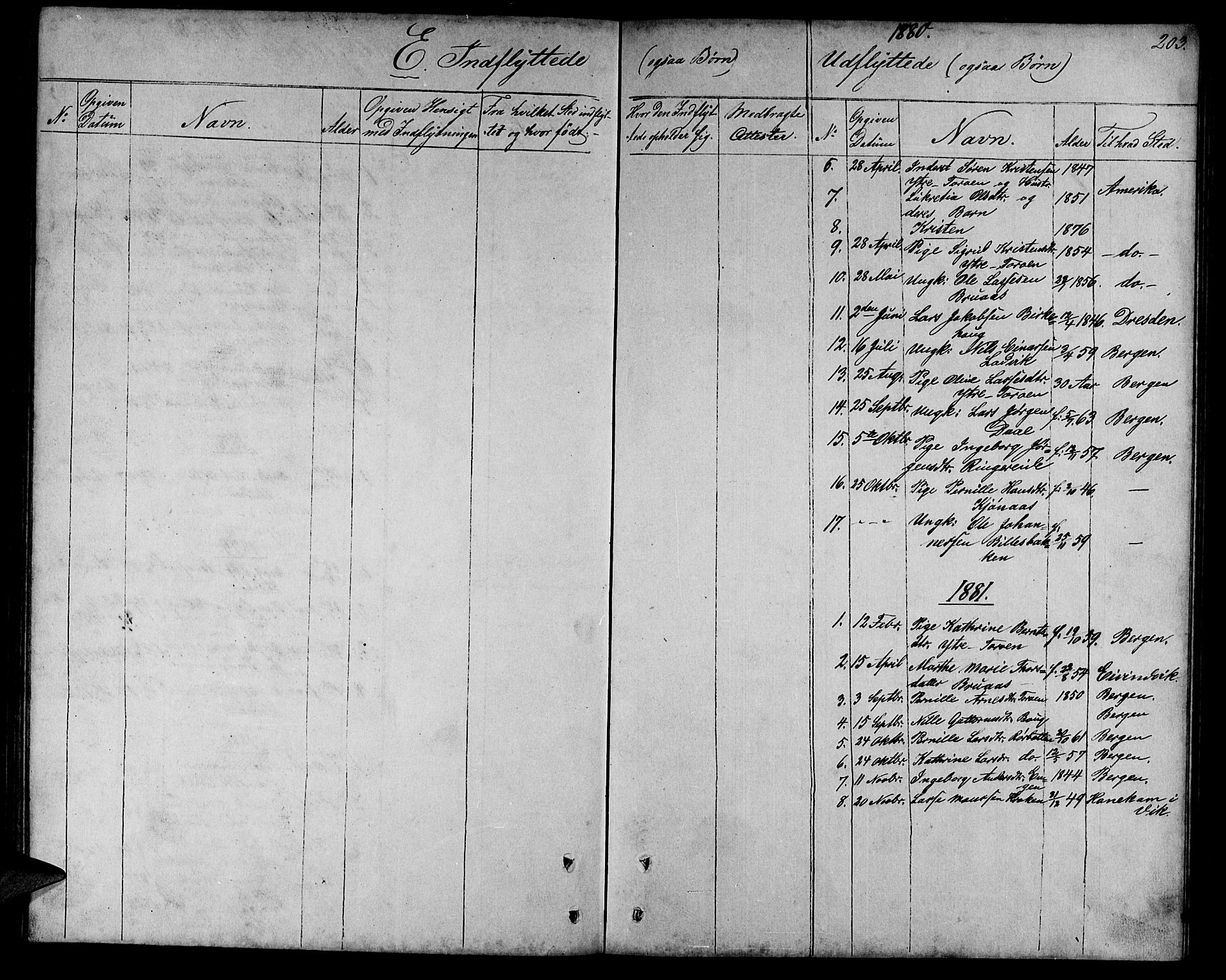 Lavik sokneprestembete, SAB/A-80901: Parish register (copy) no. A 1, 1854-1881, p. 203