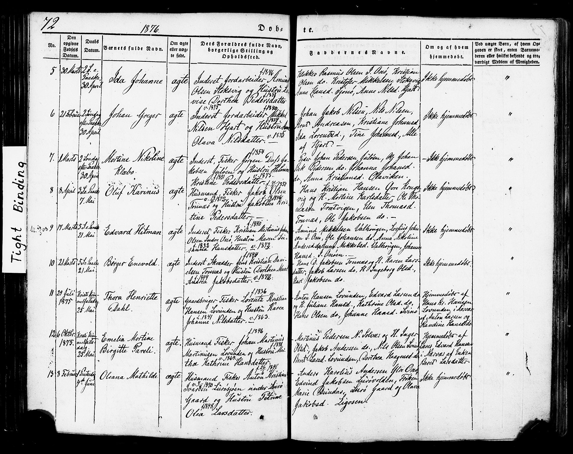 Ministerialprotokoller, klokkerbøker og fødselsregistre - Nordland, AV/SAT-A-1459/839/L0567: Parish register (official) no. 839A04, 1863-1879, p. 72