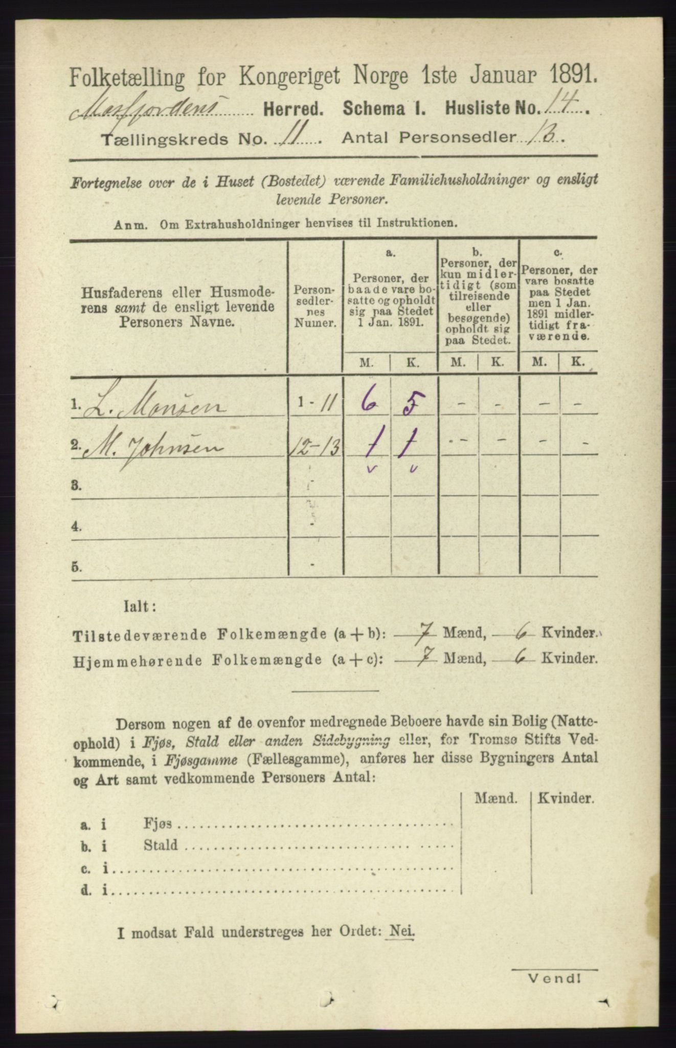 RA, 1891 census for 1266 Masfjorden, 1891, p. 2256
