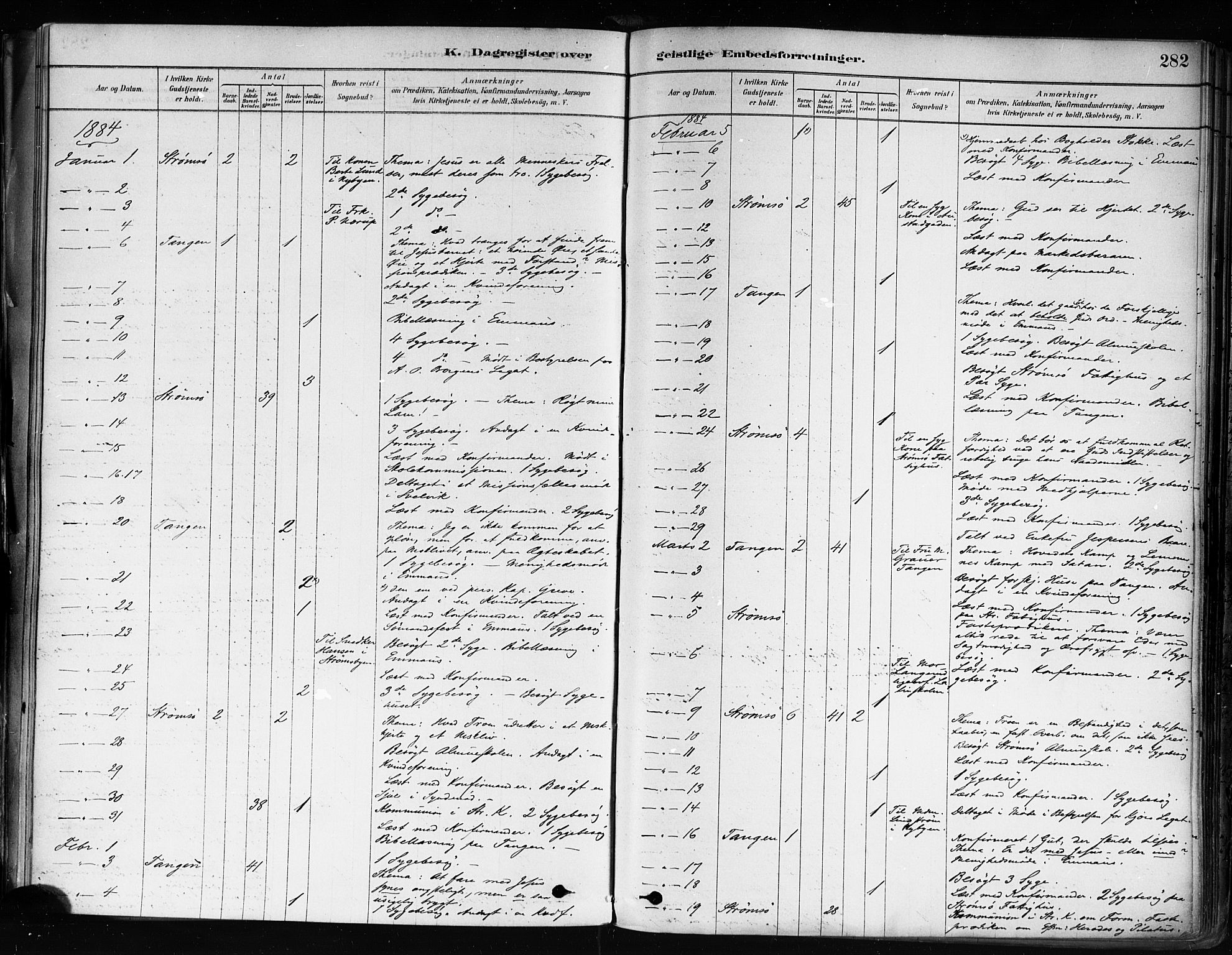 Strømsø kirkebøker, AV/SAKO-A-246/F/Fa/L0022: Parish register (official) no. I 22, 1879-1899, p. 282