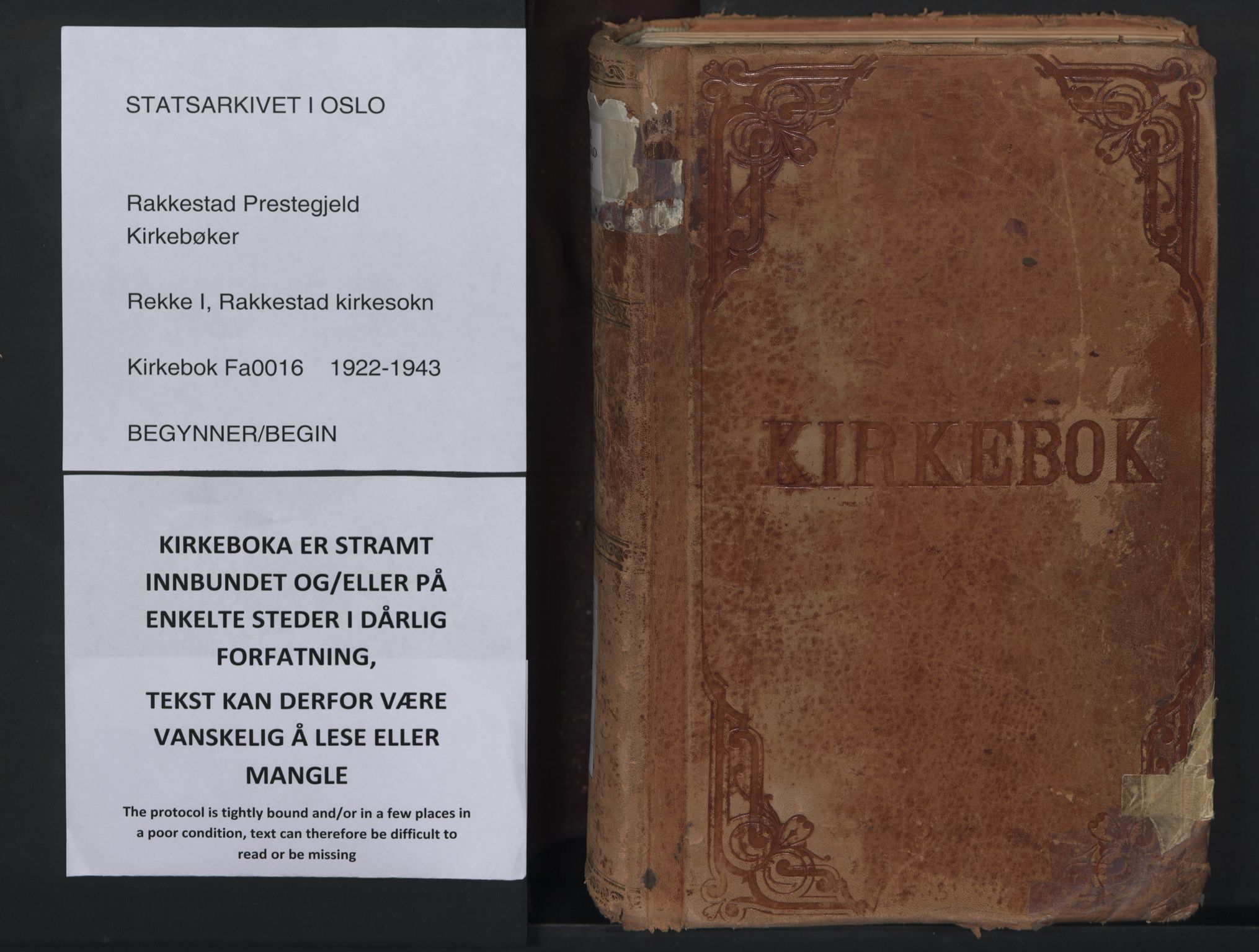 Rakkestad prestekontor Kirkebøker, SAO/A-2008/F/Fa/L0016: Parish register (official) no. I 16, 1922-1943