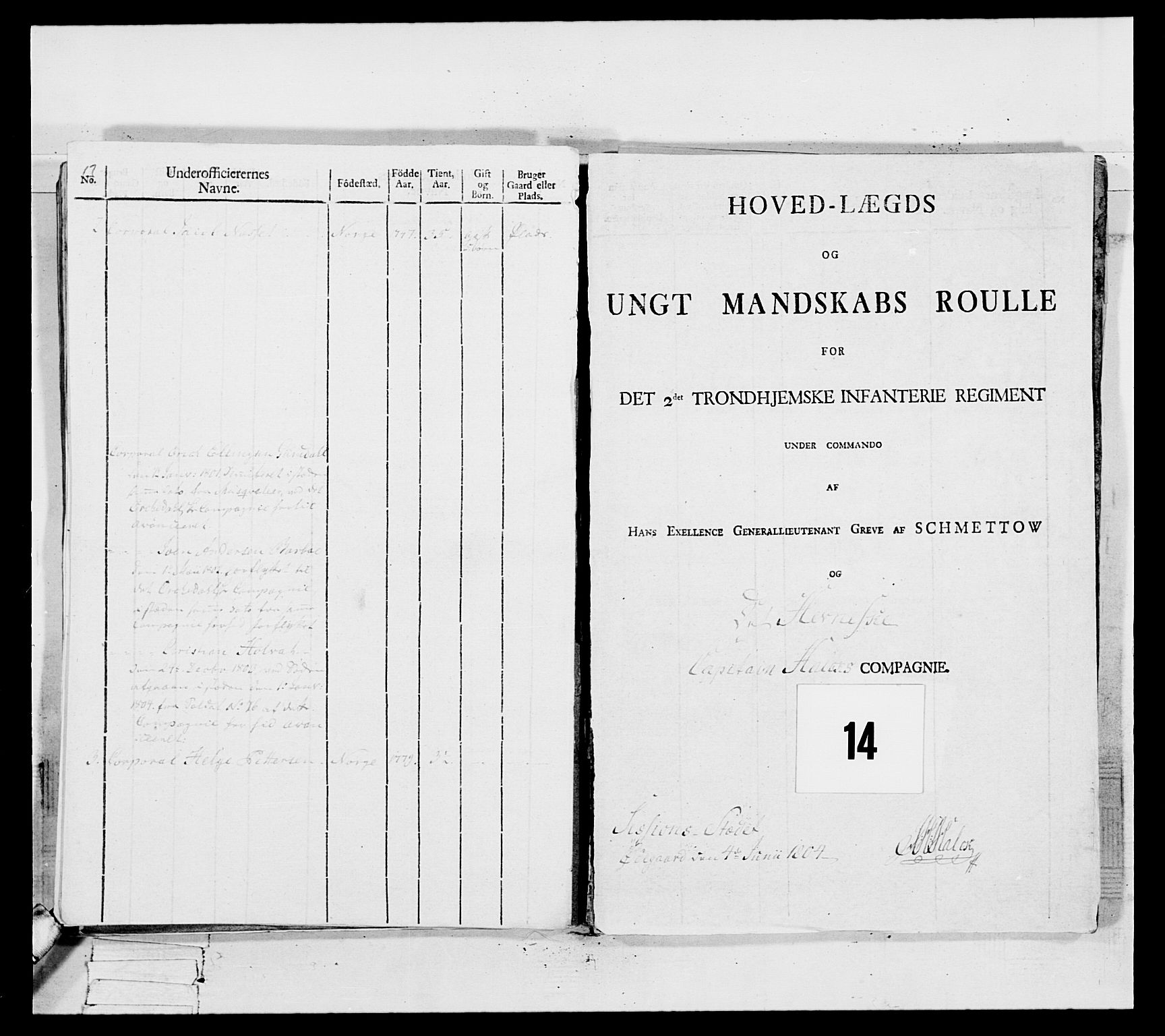 Generalitets- og kommissariatskollegiet, Det kongelige norske kommissariatskollegium, AV/RA-EA-5420/E/Eh/L0082: 2. Trondheimske nasjonale infanteriregiment, 1804, p. 431