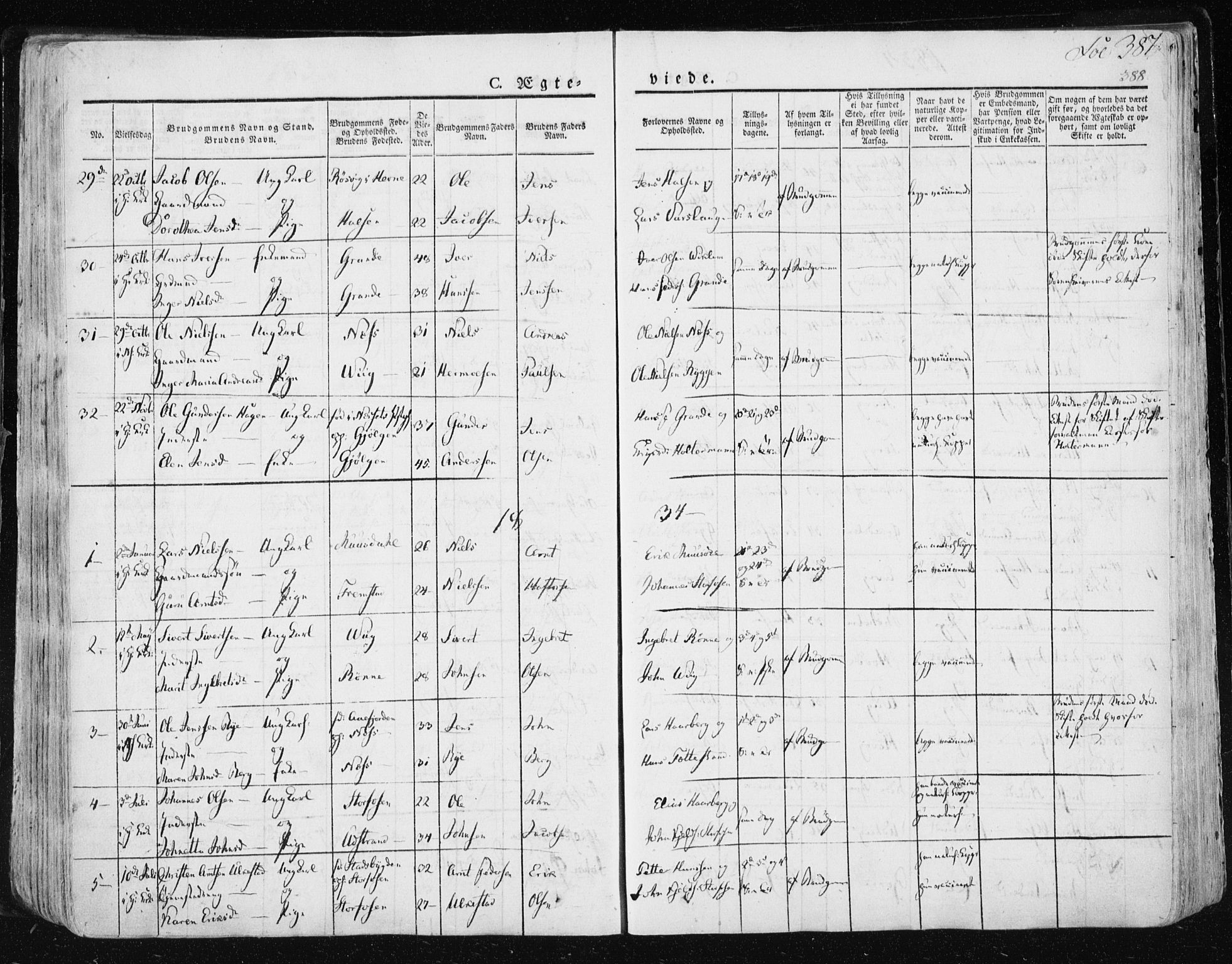 Ministerialprotokoller, klokkerbøker og fødselsregistre - Sør-Trøndelag, AV/SAT-A-1456/659/L0735: Parish register (official) no. 659A05, 1826-1841, p. 387