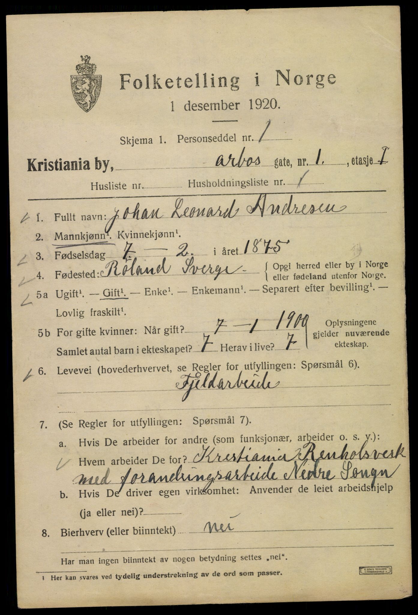 SAO, 1920 census for Kristiania, 1920, p. 142679