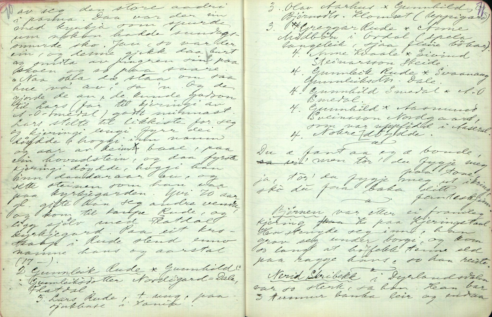 Rikard Berge, TEMU/TGM-A-1003/F/L0003/0033: 061-100 Innholdslister / 91 Nes. Flatdal. Uppskriftir av Aanund Rolleivsson m.fl. , 1910, p. 70-71