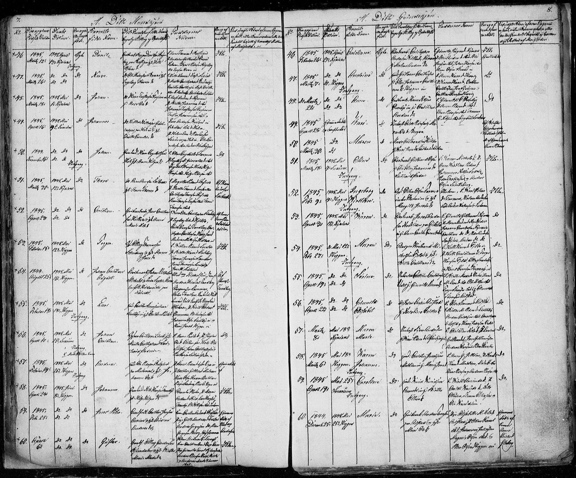 Modum kirkebøker, AV/SAKO-A-234/G/Ga/L0004: Parish register (copy) no. I 4, 1843-1846, p. 7-8