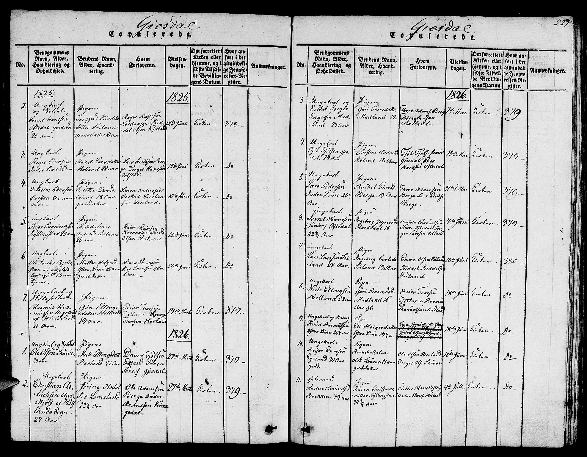 Lye sokneprestkontor, SAST/A-101794/001/30BB/L0001: Parish register (copy) no. B 1 /2, 1816-1826, p. 227