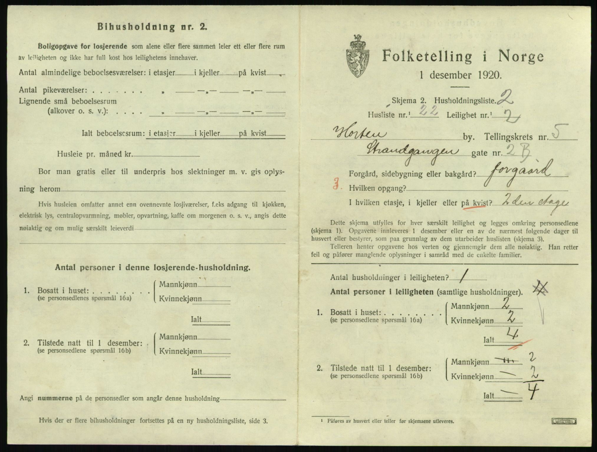 SAKO, 1920 census for Horten, 1920, p. 5719