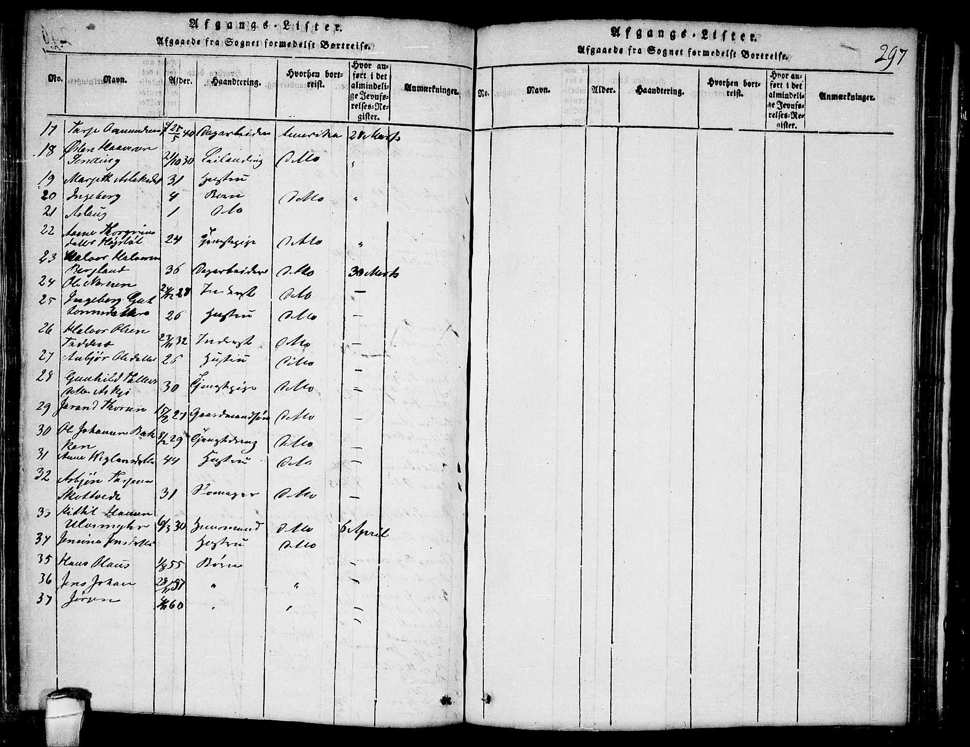 Lårdal kirkebøker, SAKO/A-284/G/Ga/L0001: Parish register (copy) no. I 1, 1815-1861, p. 297