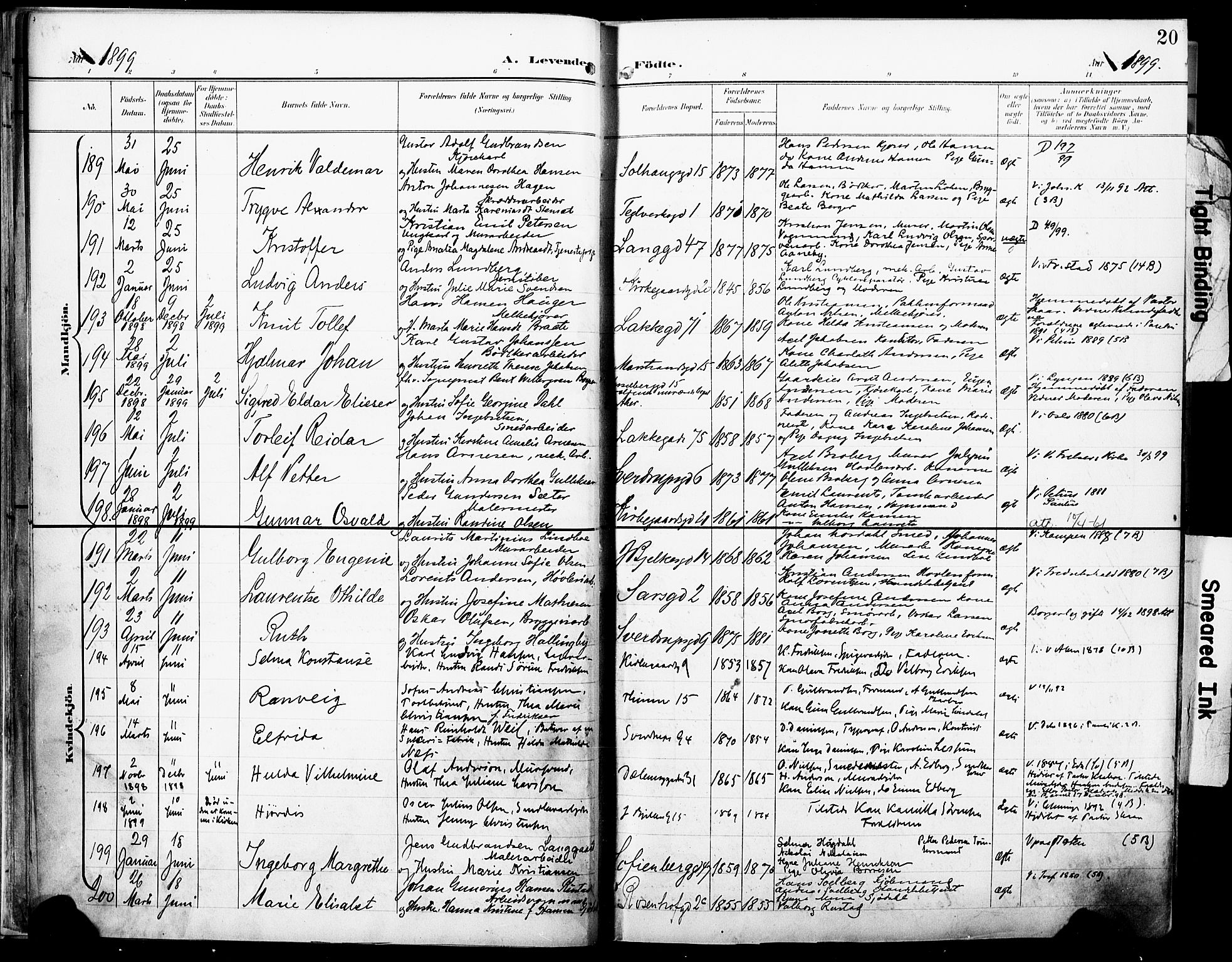 Petrus prestekontor Kirkebøker, AV/SAO-A-10872/F/Fa/L0005: Parish register (official) no. 5, 1899-1903, p. 20