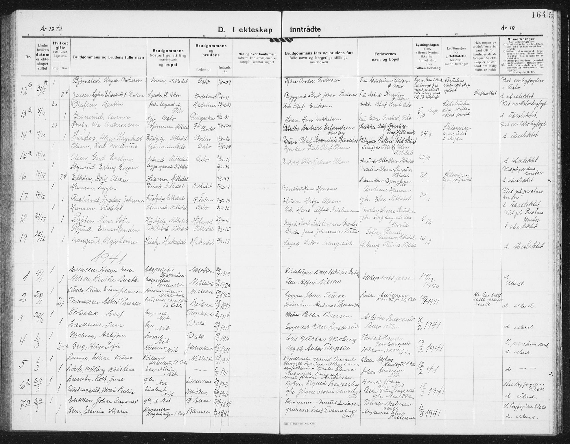 Nittedal prestekontor Kirkebøker, SAO/A-10365a/G/Ga/L0004: Parish register (copy) no. I 4, 1930-1943, p. 164