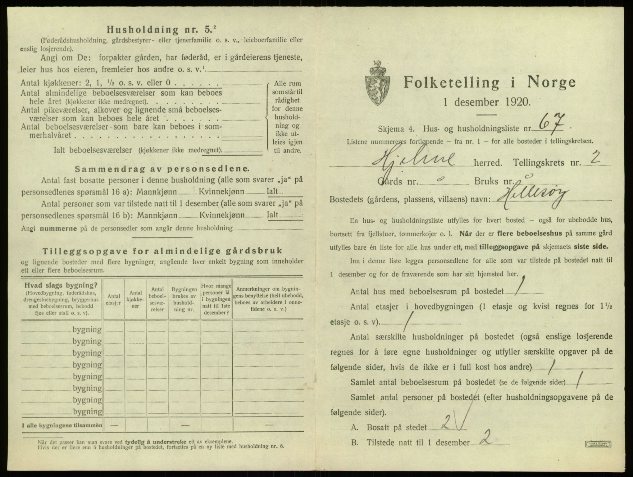 SAB, 1920 census for Hjelme, 1920, p. 260