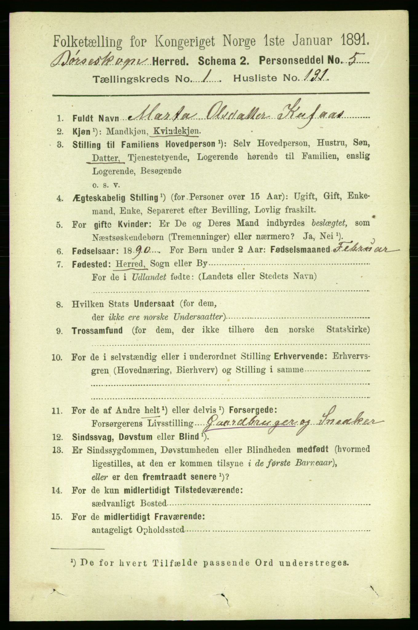 RA, 1891 census for 1657 Børseskogn, 1891, p. 858