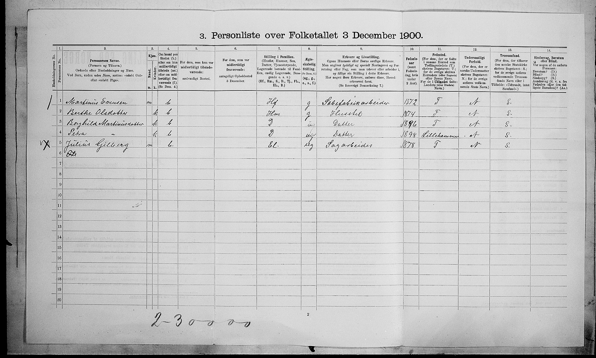 SAH, 1900 census for Fåberg, 1900, p. 978