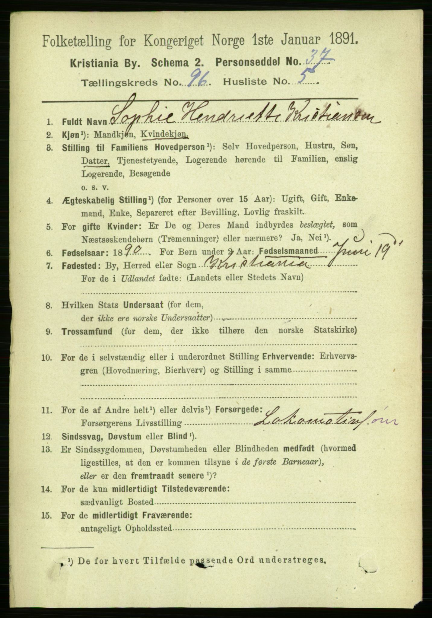 RA, 1891 census for 0301 Kristiania, 1891, p. 46662