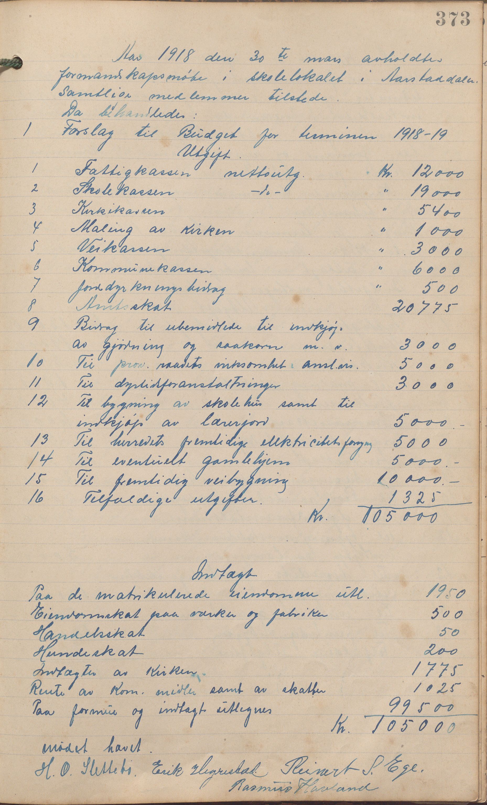 Eigersund kommune (Herredet) - Formannskapet, IKAR/K-100447/A/Aa/L0005: Møtebok, 1907-1920, p. 373