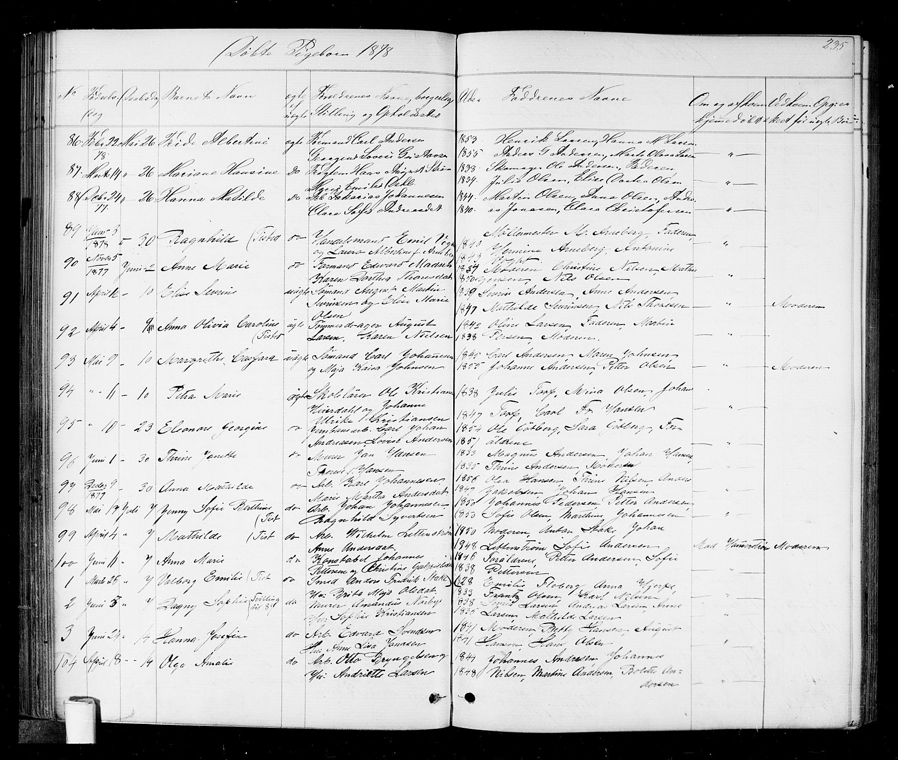 Halden prestekontor Kirkebøker, AV/SAO-A-10909/G/Ga/L0006: Parish register (copy) no. 6, 1869-1884, p. 235