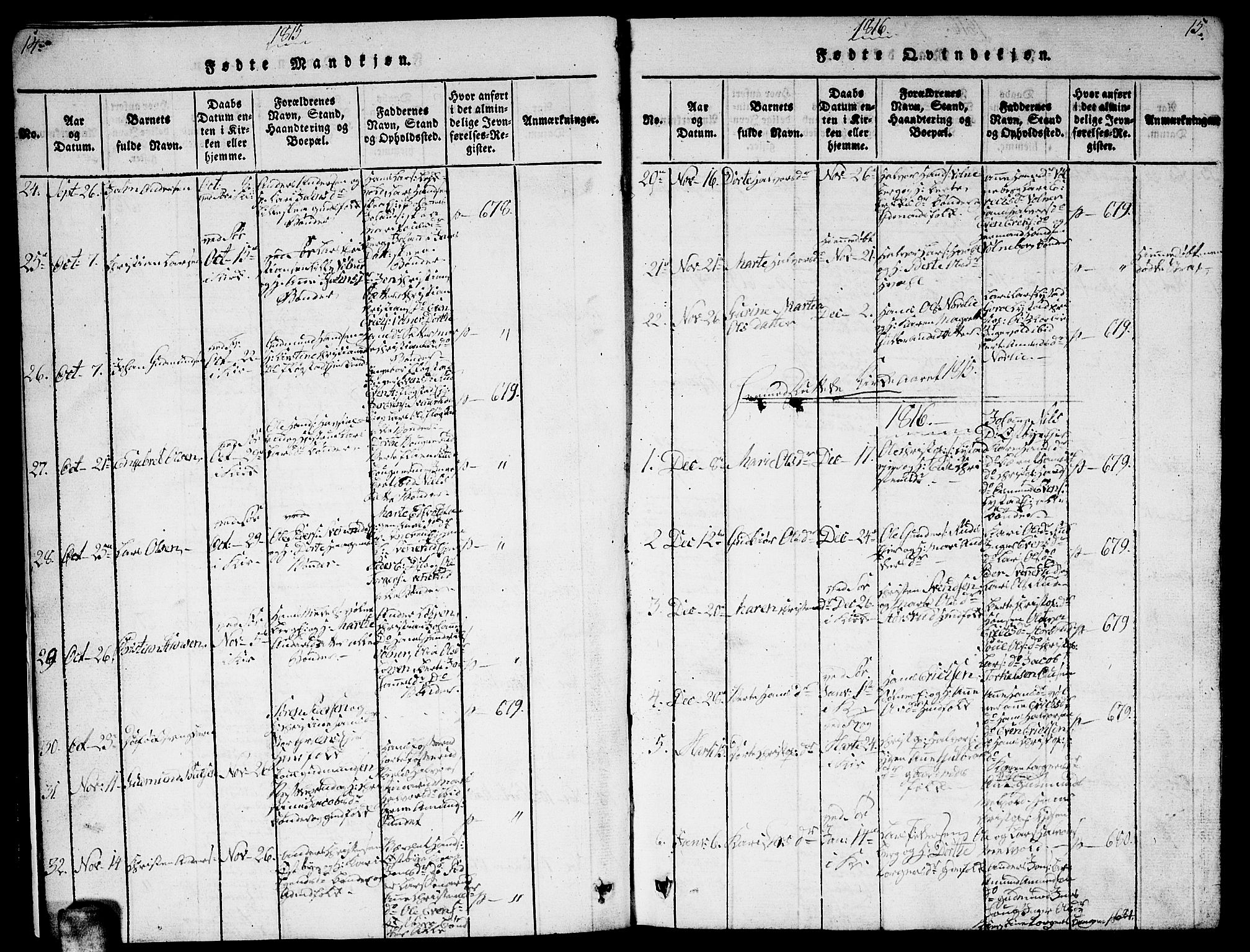 Sørum prestekontor Kirkebøker, AV/SAO-A-10303/G/Ga/L0001: Parish register (copy) no. I 1, 1814-1829, p. 14-15