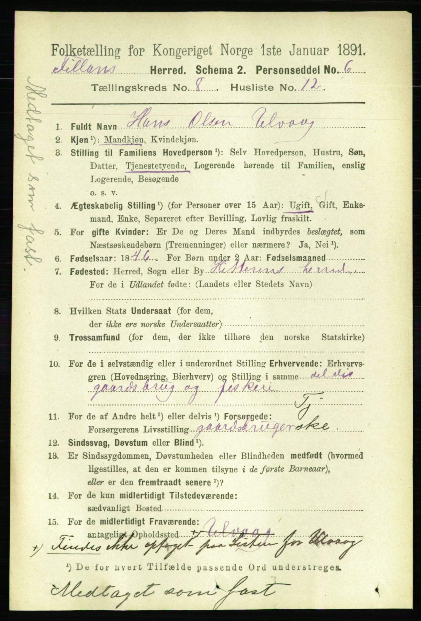 RA, 1891 census for 1616 Fillan, 1891, p. 1946