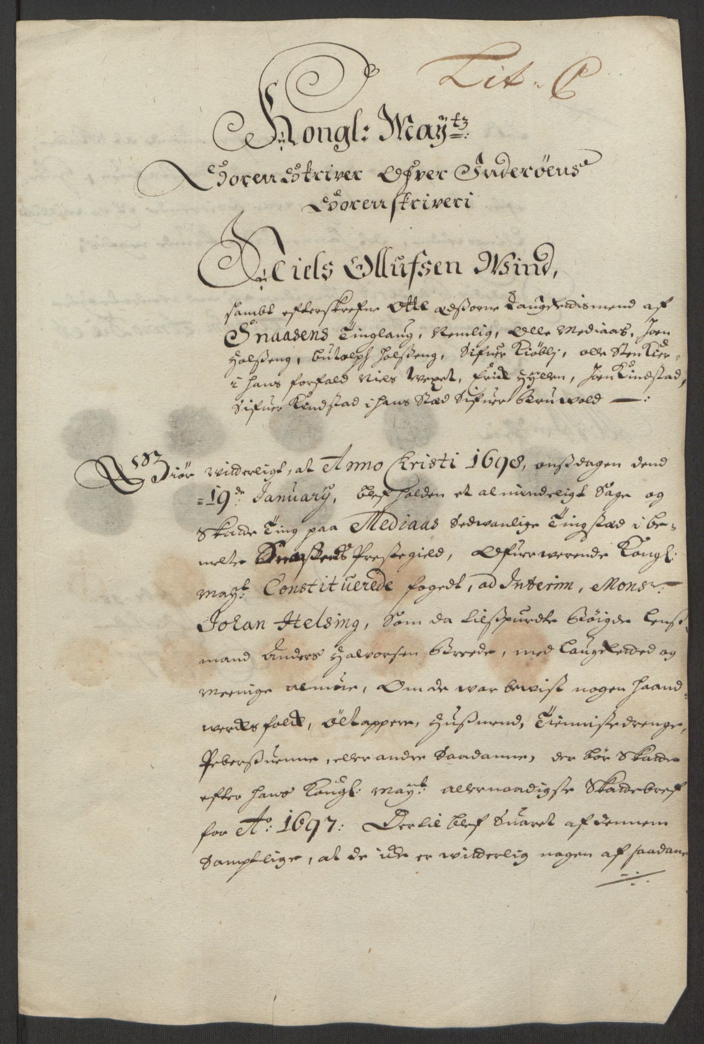 Rentekammeret inntil 1814, Reviderte regnskaper, Fogderegnskap, AV/RA-EA-4092/R63/L4309: Fogderegnskap Inderøy, 1695-1697, p. 403