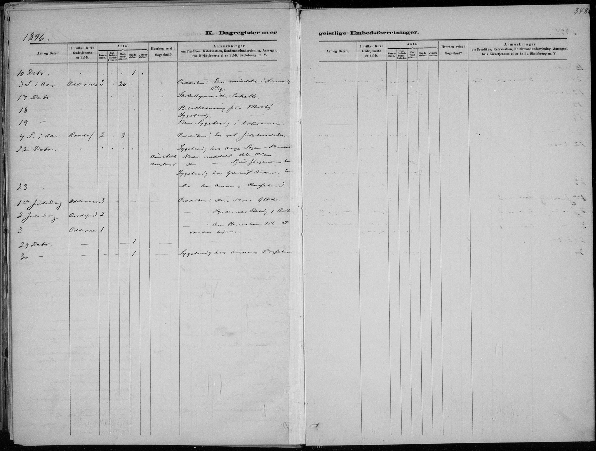 Oddernes sokneprestkontor, AV/SAK-1111-0033/F/Fa/Faa/L0009: Parish register (official) no. A 9, 1884-1896, p. 349