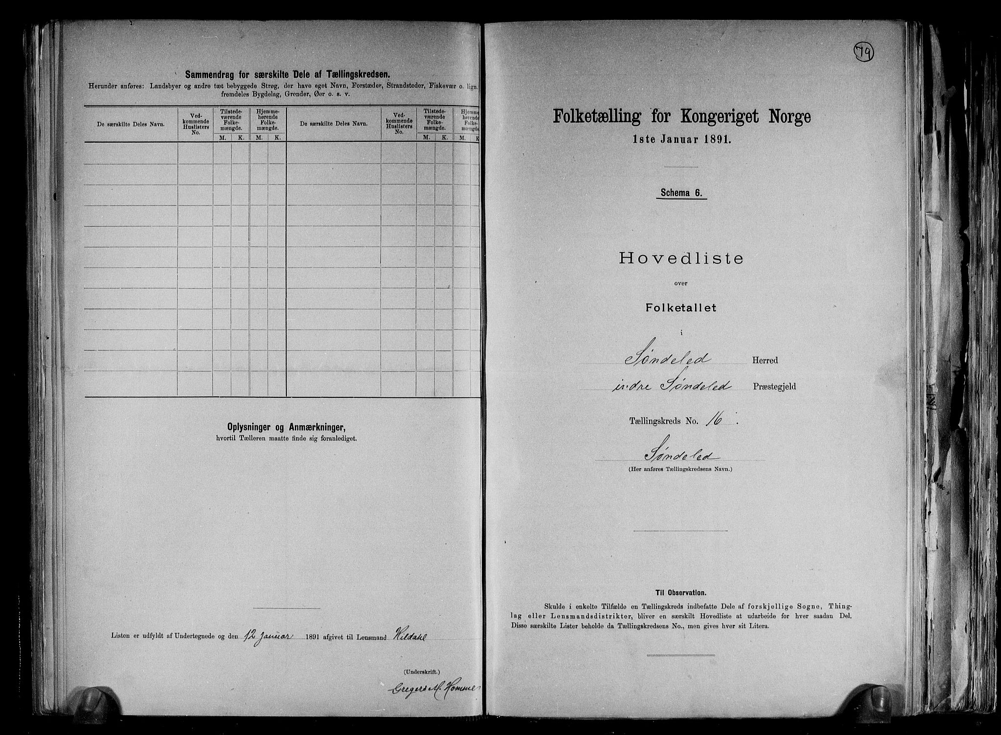 RA, 1891 census for 0913 Søndeled, 1891, p. 35