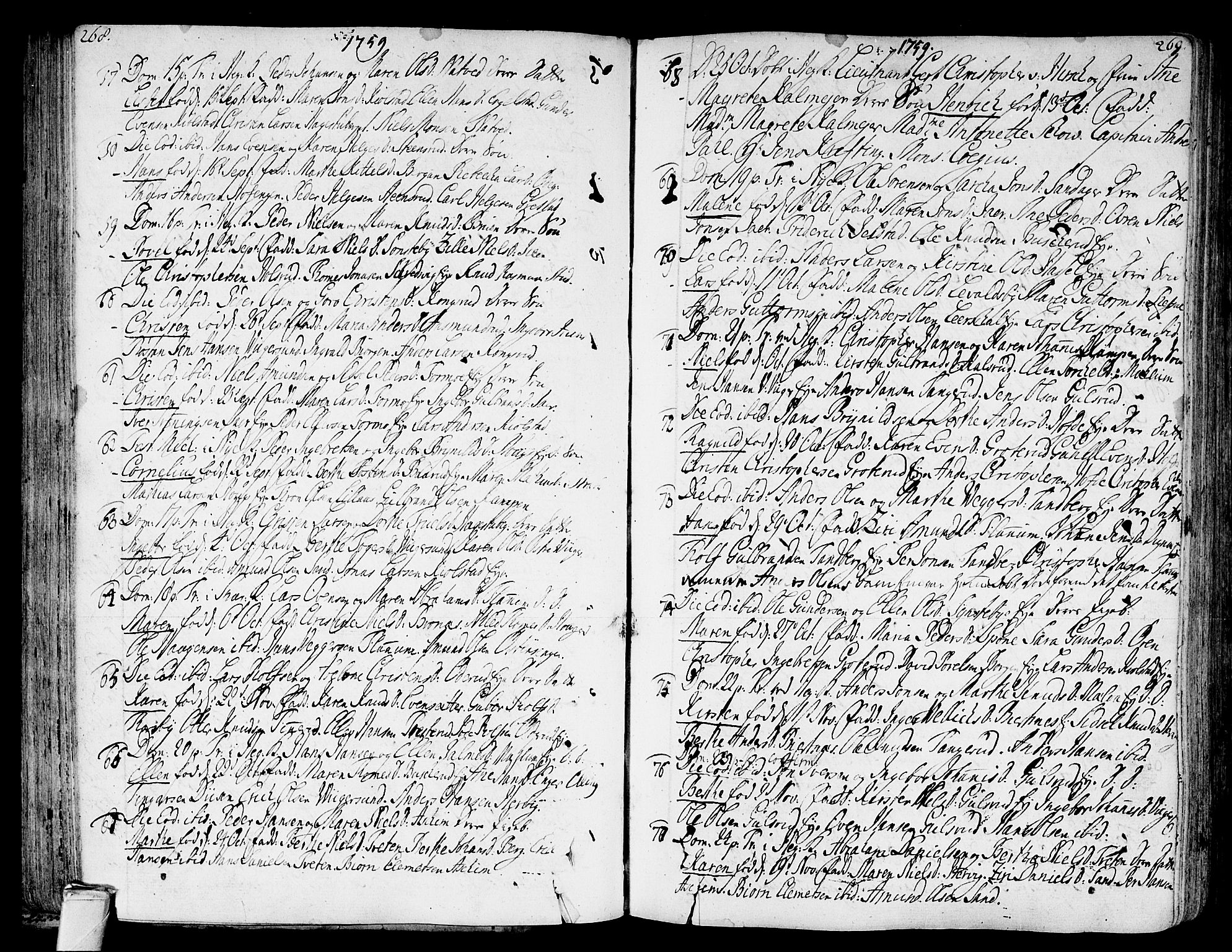 Modum kirkebøker, SAKO/A-234/F/Fa/L0002: Parish register (official) no. 2, 1741-1782, p. 268-269