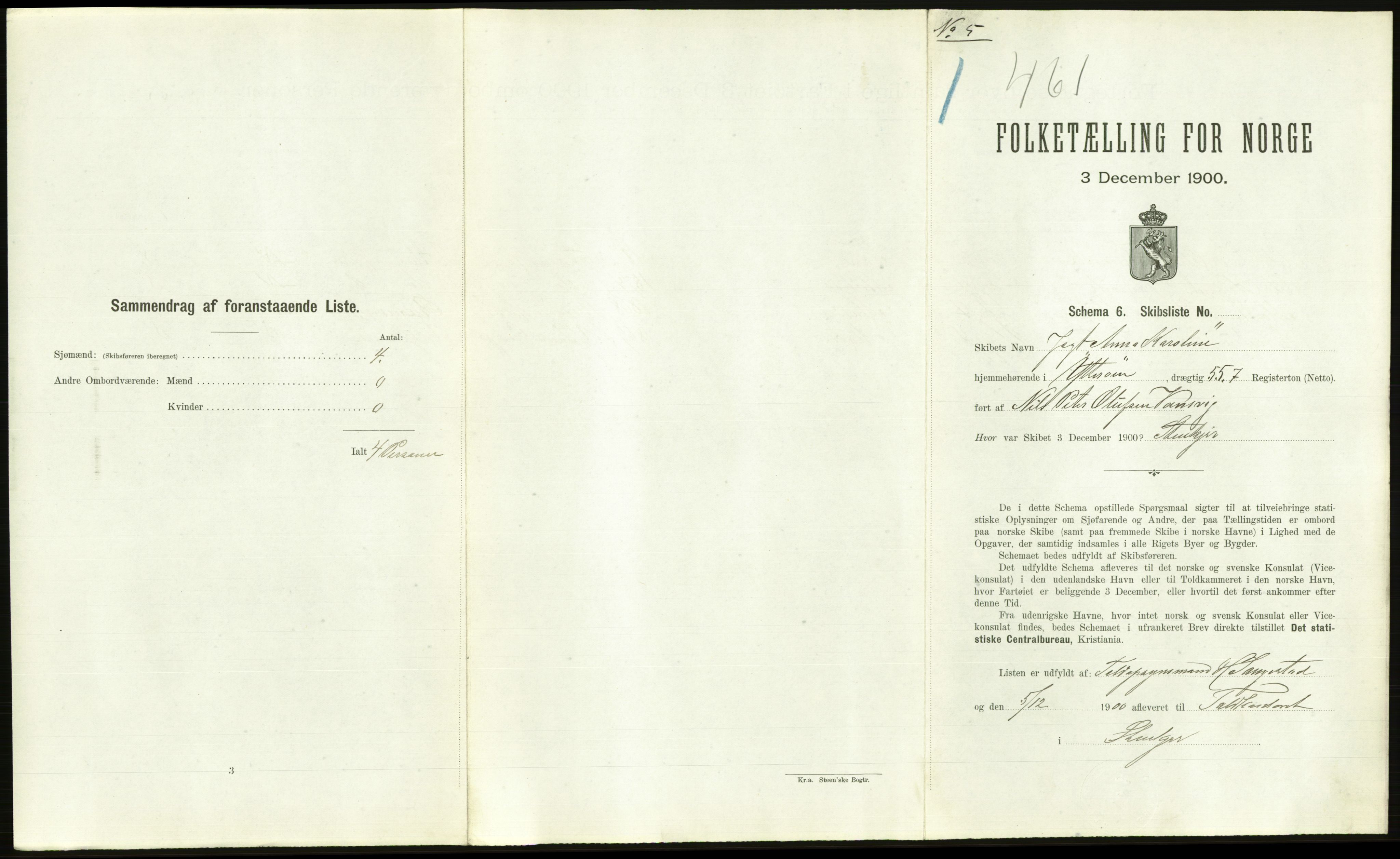 RA, 1900 Census - ship lists from ships in Norwegian harbours, harbours abroad and at sea, 1900, p. 2549