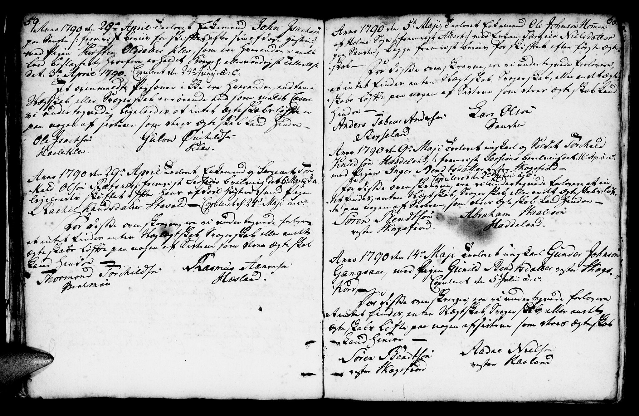 Mandal sokneprestkontor, SAK/1111-0030/F/Fa/Faa/L0007: Parish register (official) no. A 7, 1783-1818, p. 59-60