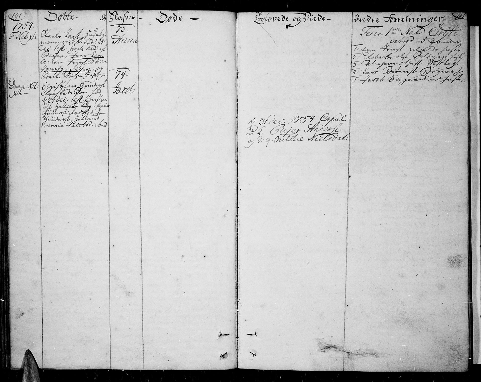 Lista sokneprestkontor, AV/SAK-1111-0027/F/Fa/L0003: Parish register (official) no. A 3 /1, 1743-1767, p. 191-192