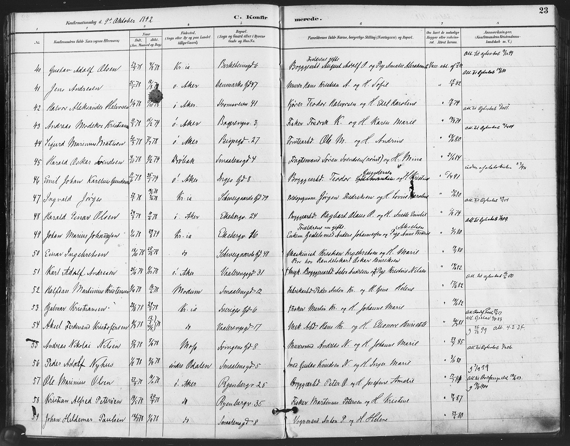 Gamlebyen prestekontor Kirkebøker, AV/SAO-A-10884/F/Fa/L0008: Parish register (official) no. 8, 1891-1908, p. 23